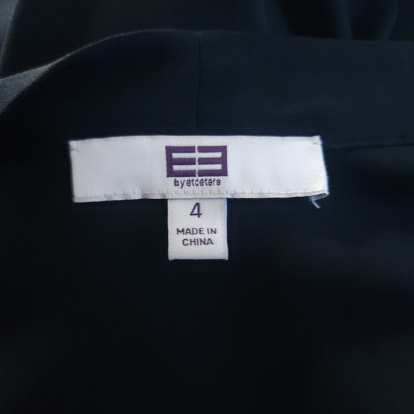 E3 ETCETERA Black Draped Faux Wrap Long Sleeve Blouse Women Size 4 Top Cocktail - Picture 6 of 7